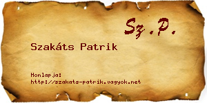 Szakáts Patrik névjegykártya