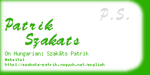 patrik szakats business card