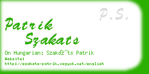 patrik szakats business card